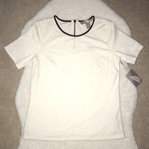 BNWT Forever21 Black Collared White Back Zipper T-Shirt